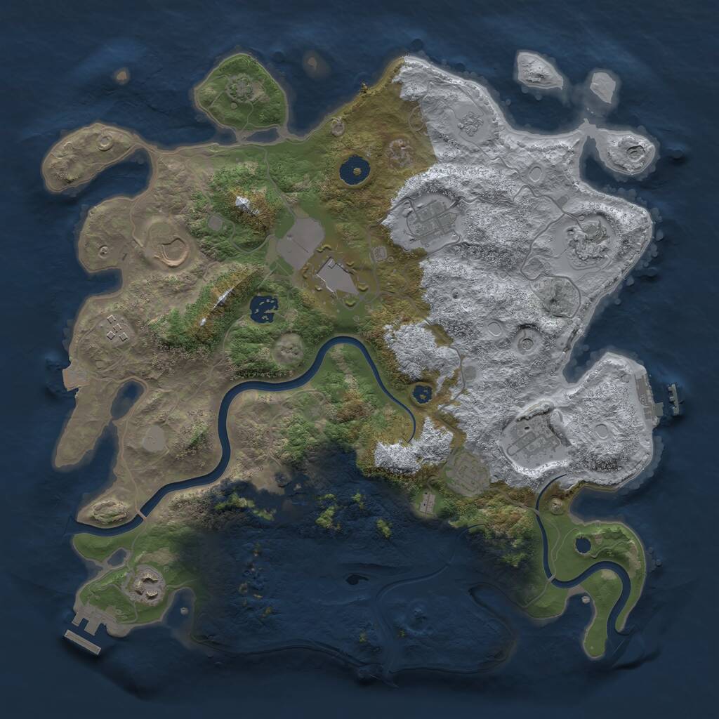 Rust Map: Procedural Map, Size: 3750, Seed: 130453, 16 Monuments