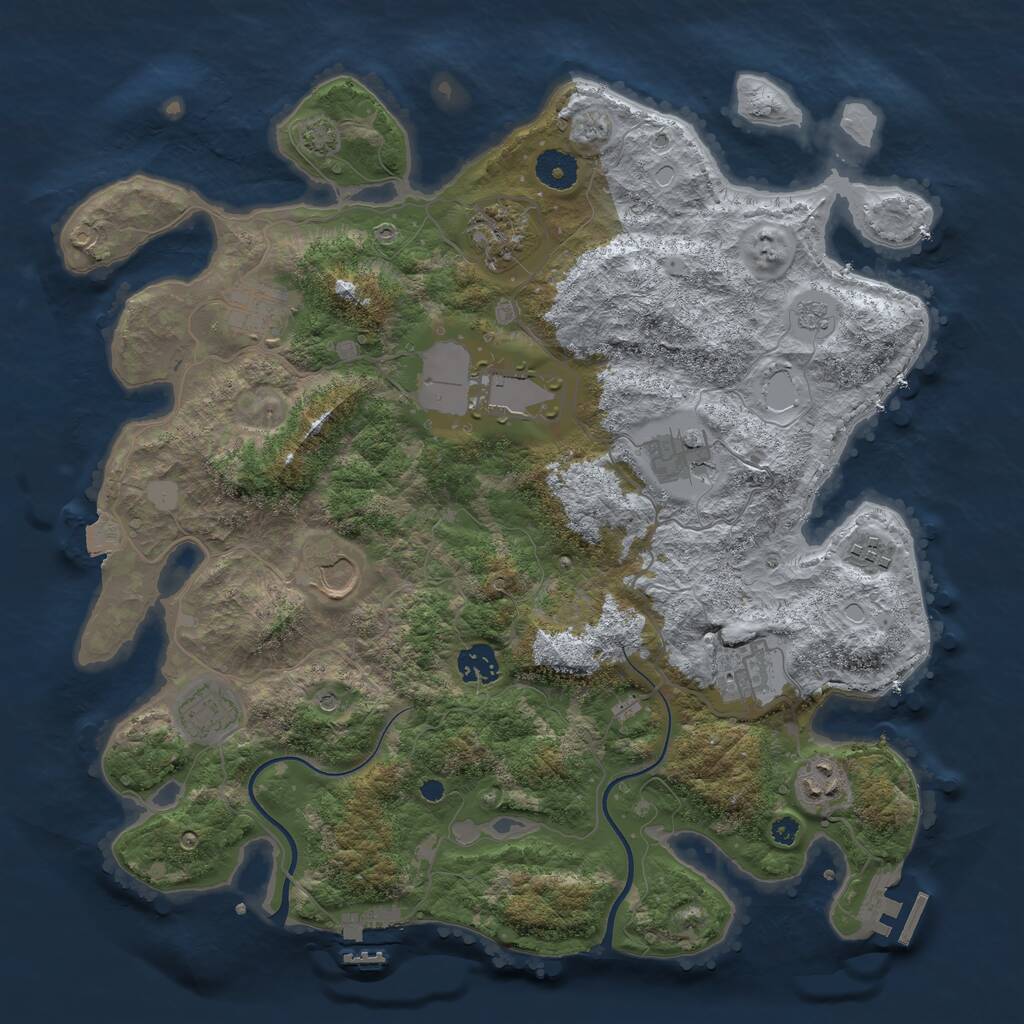 Rust Map: Procedural Map, Size: 3750, Seed: 130453, 16 Monuments