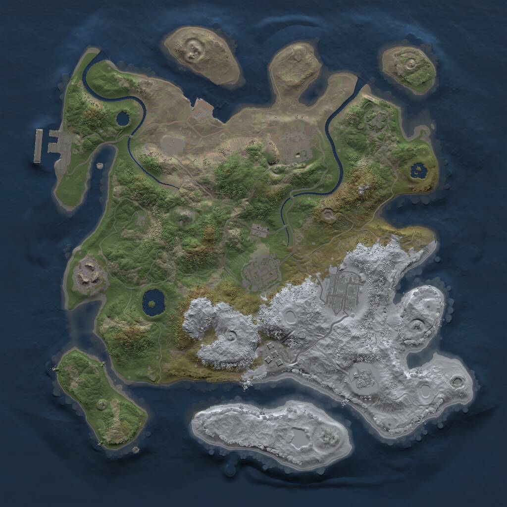 Rust Map: Procedural Map, Size: 3000, Seed: 1180625073, 9 Monuments