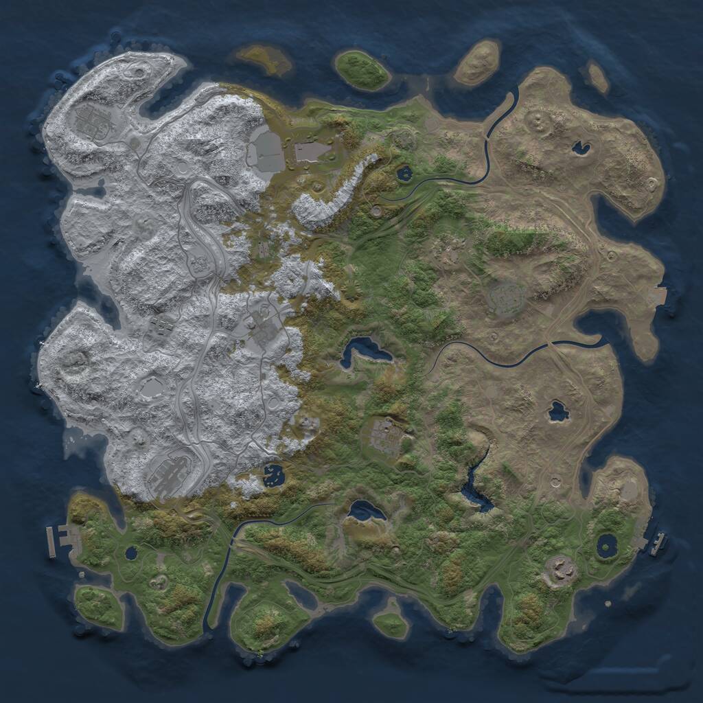 Rust Map: Procedural Map, Size: 4600, Seed: 200320251, 16 Monuments
