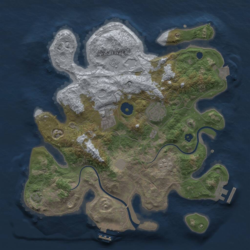 Rust Map: Procedural Map, Size: 3000, Seed: 753424545, 8 Monuments