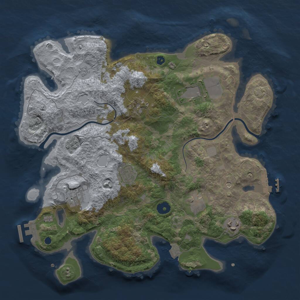 Rust Map: Procedural Map, Size: 3500, Seed: 1658078111, 13 Monuments