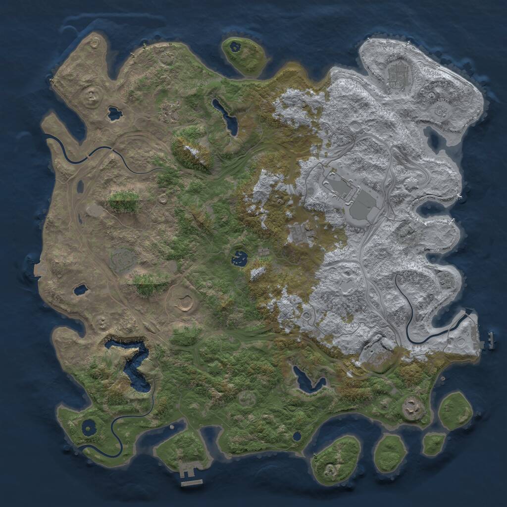 Rust Map: Procedural Map, Size: 4750, Seed: 955738913, 16 Monuments