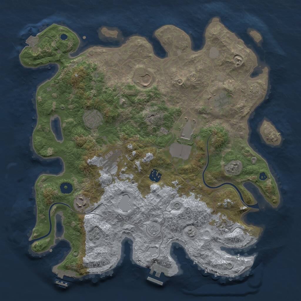 Rust Map: Procedural Map, Size: 3750, Seed: 368654770, 15 Monuments