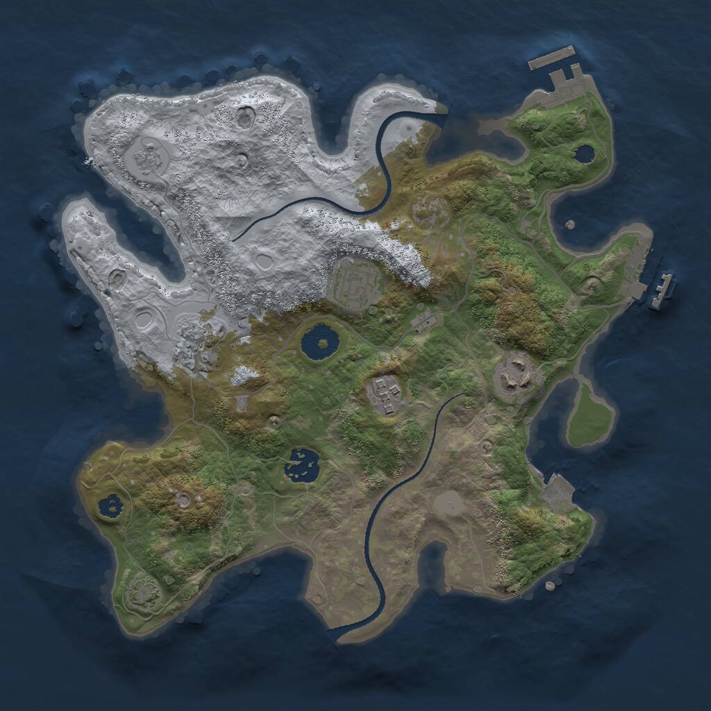 Rust Map: Procedural Map, Size: 3000, Seed: 49916, 10 Monuments