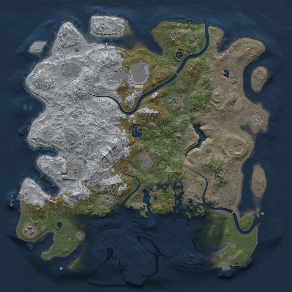 Rust Map: Procedural Map, Size: 4000, Seed: 20032025, 16 Monuments