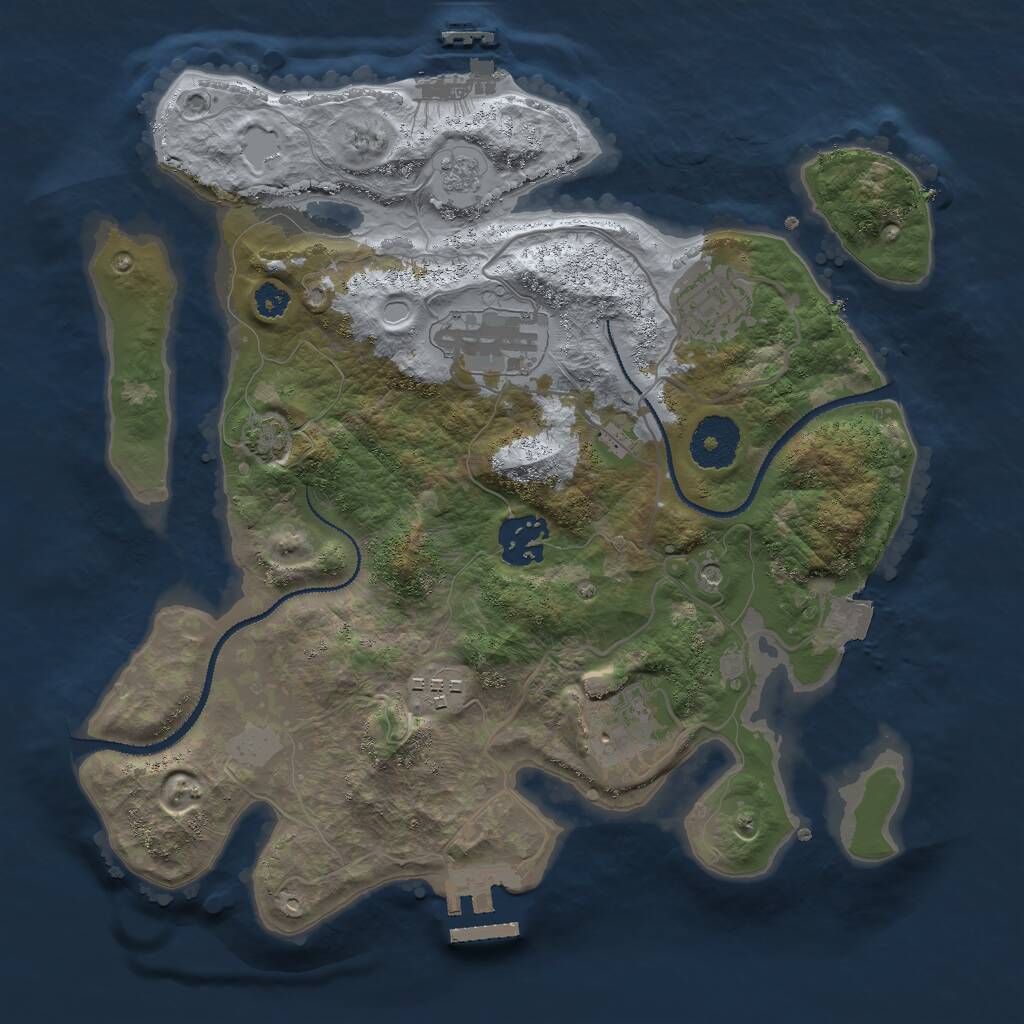 Rust Map: Procedural Map, Size: 3000, Seed: 79893408, 11 Monuments