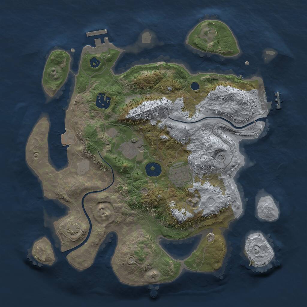 Rust Map: Procedural Map, Size: 3000, Seed: 1157852114, 8 Monuments