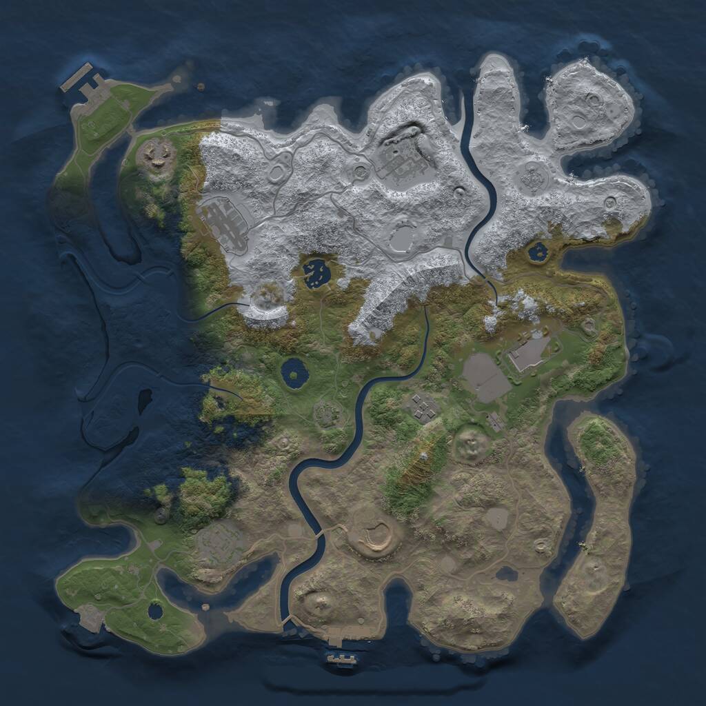 Rust Map: Procedural Map, Size: 3750, Seed: 1665614995, 14 Monuments