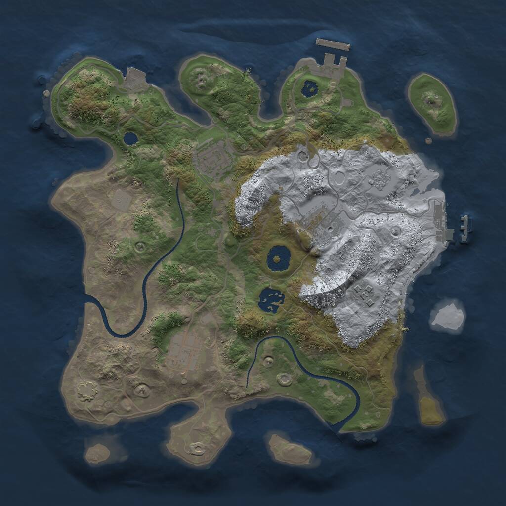 Rust Map: Procedural Map, Size: 3000, Seed: 62871, 11 Monuments