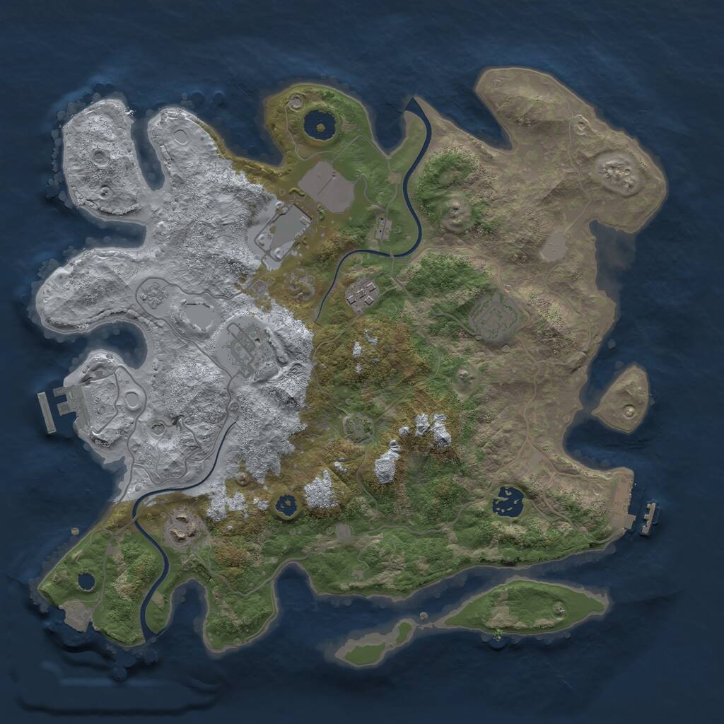 Rust Map: Procedural Map, Size: 3500, Seed: 1177292, 12 Monuments