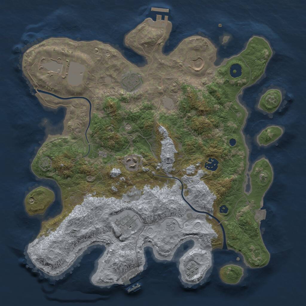 Rust Map: Procedural Map, Size: 3500, Seed: 1548557174, 13 Monuments