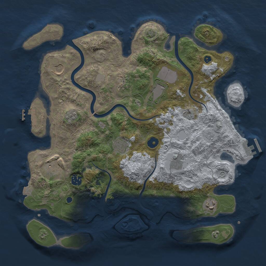 Rust Map: Procedural Map, Size: 3700, Seed: 1046540667, 15 Monuments