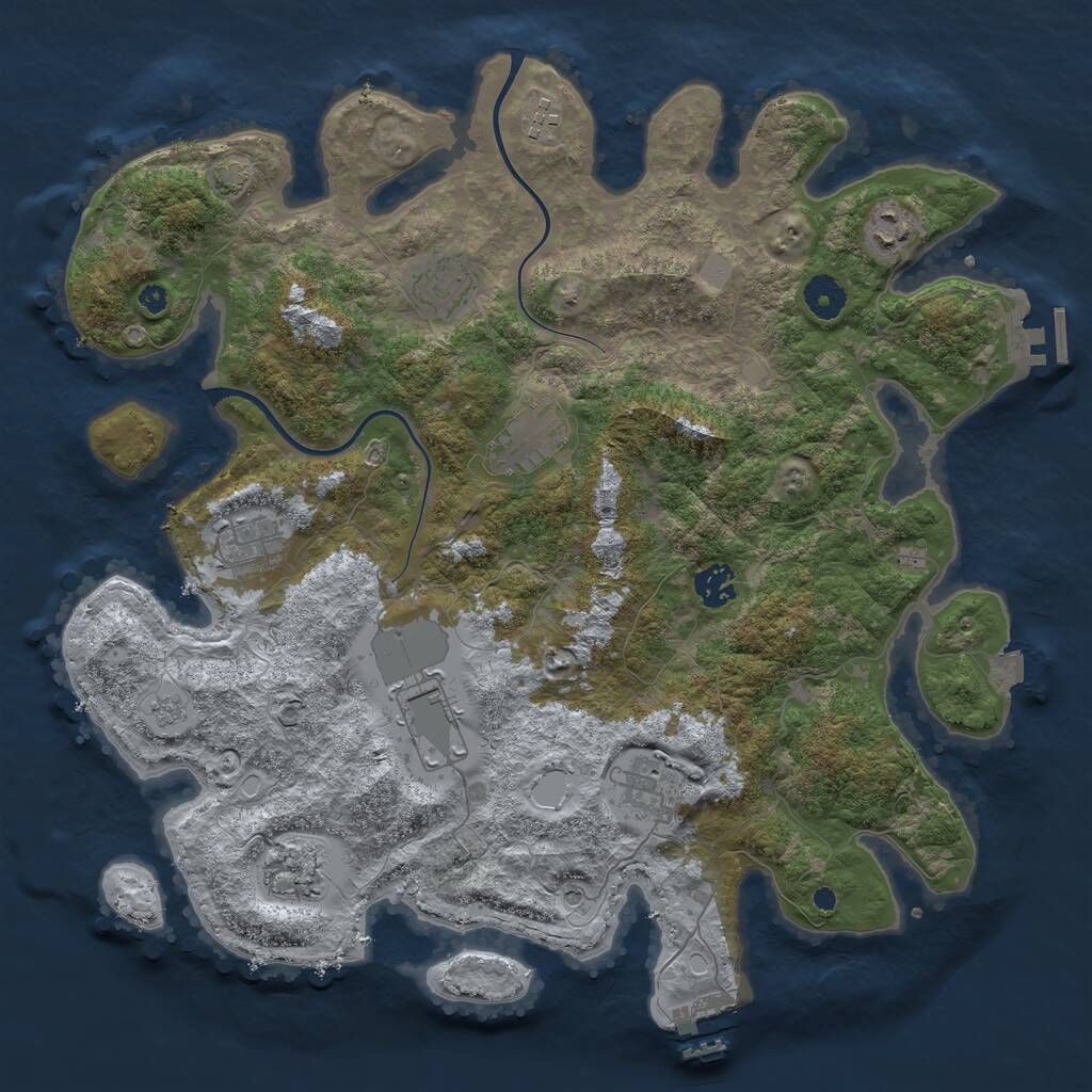 Rust Map: Procedural Map, Size: 3900, Seed: 1369827122, 15 Monuments
