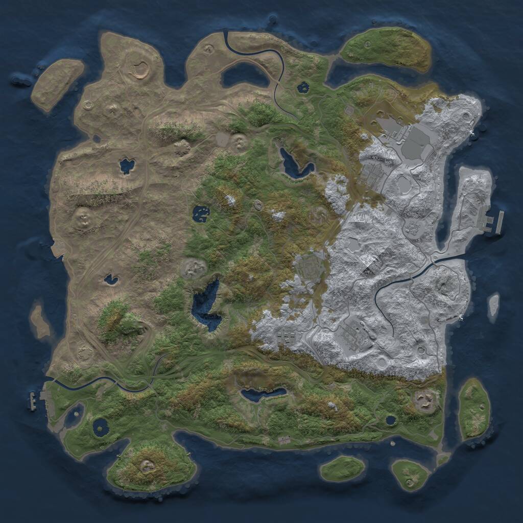 Rust Map: Procedural Map, Size: 4500, Seed: 1796476110, 14 Monuments