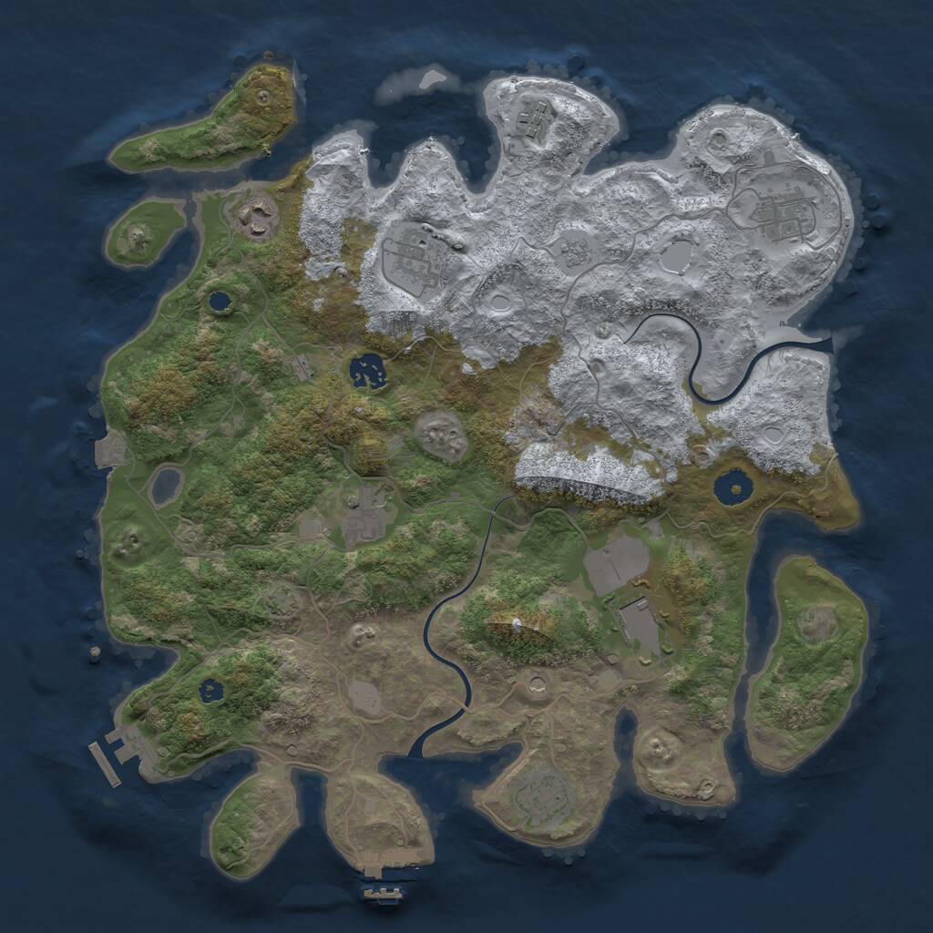 Rust Map: Procedural Map, Size: 3800, Seed: 143257884, 14 Monuments