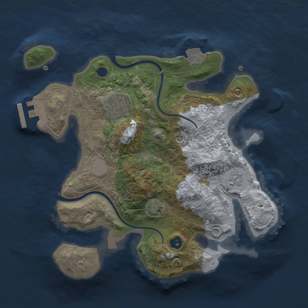 Rust Map: Procedural Map, Size: 2500, Seed: 393172214, 6 Monuments