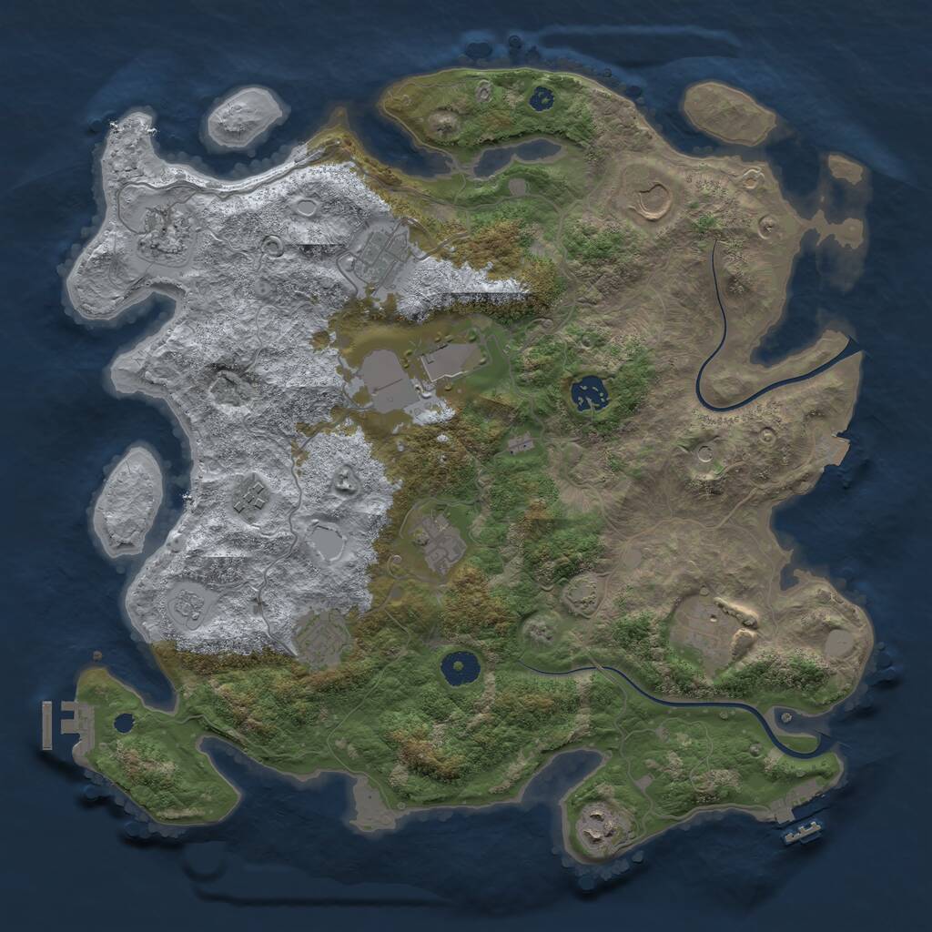 Rust Map: Procedural Map, Size: 3850, Seed: 353923089, 16 Monuments