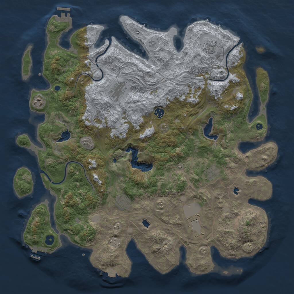 Rust Map: Procedural Map, Size: 4500, Seed: 694208009, 14 Monuments