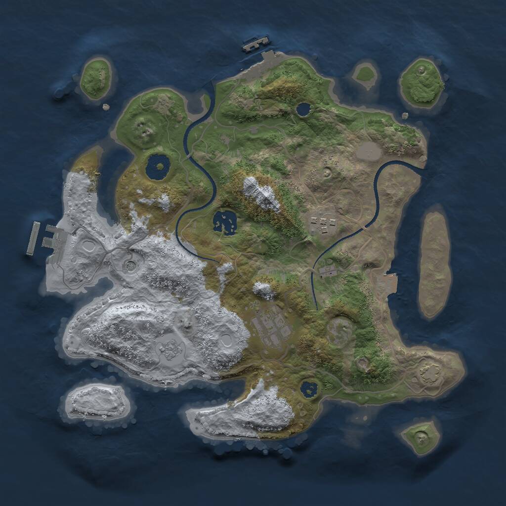 Rust Map: Procedural Map, Size: 3000, Seed: 1689124, 9 Monuments