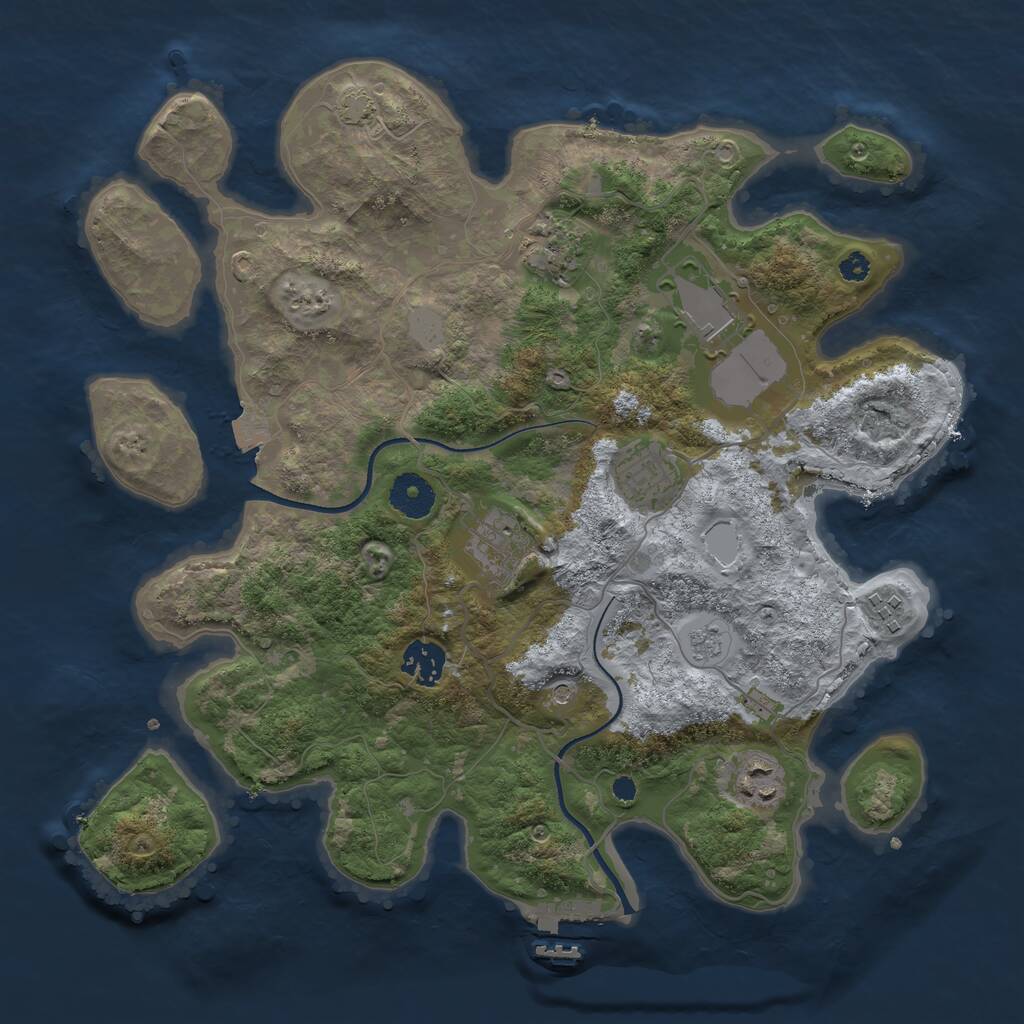 Rust Map: Procedural Map, Size: 3500, Seed: 1428234444, 12 Monuments