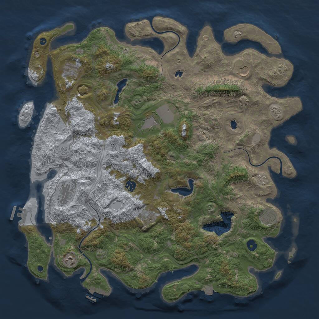Rust Map: Procedural Map, Size: 4500, Seed: 436338658, 15 Monuments