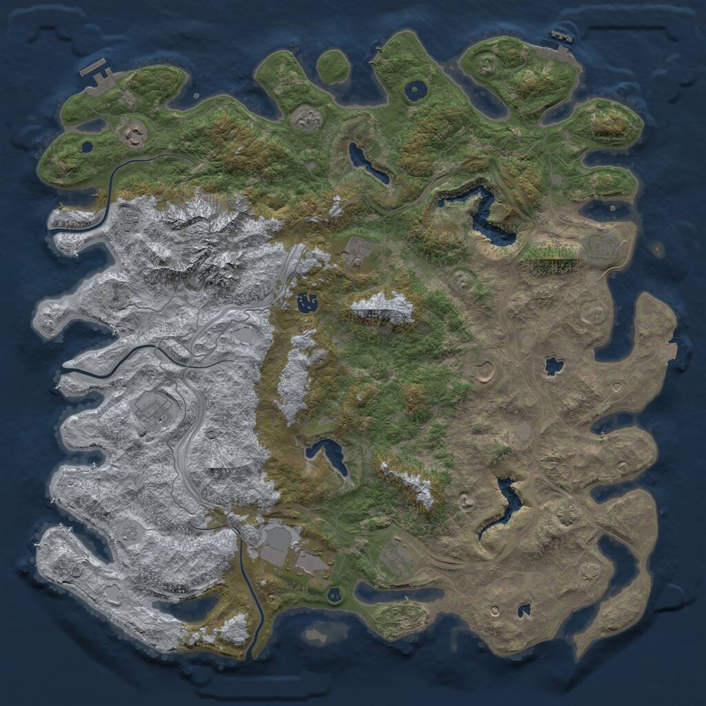 Rust Map: Procedural Map, Size: 5000, Seed: 1015525528, 15 Monuments