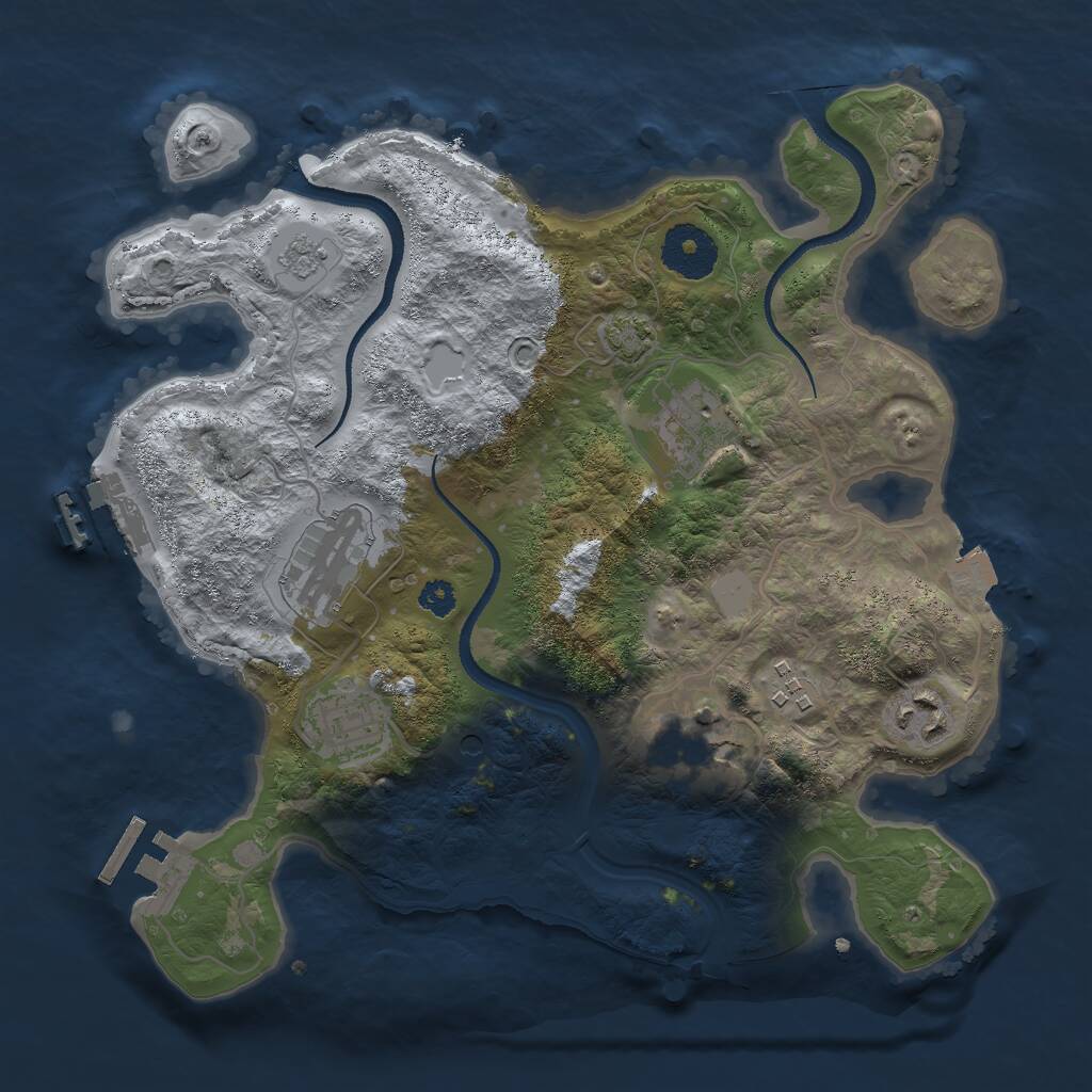 Rust Map: Procedural Map, Size: 3000, Seed: 48264, 12 Monuments