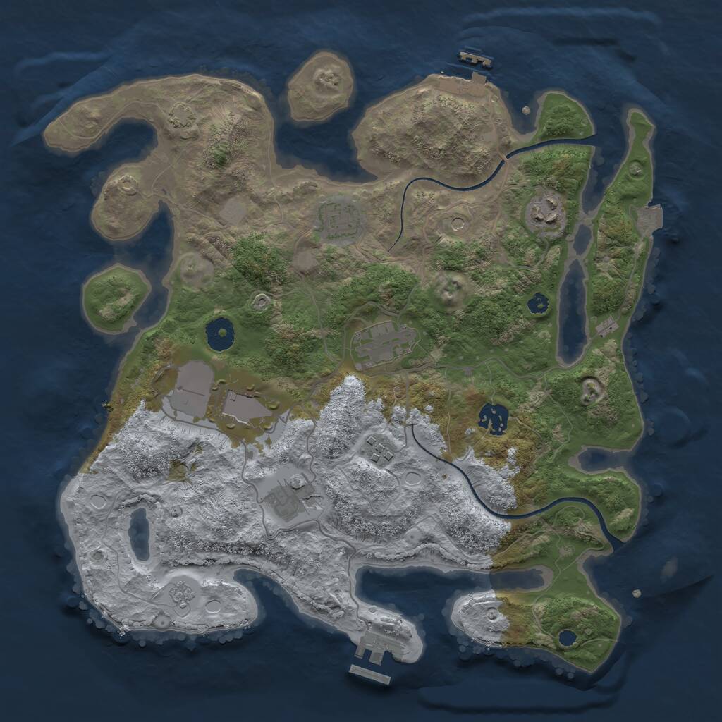 Rust Map: Procedural Map, Size: 3500, Seed: 1991979965, 13 Monuments