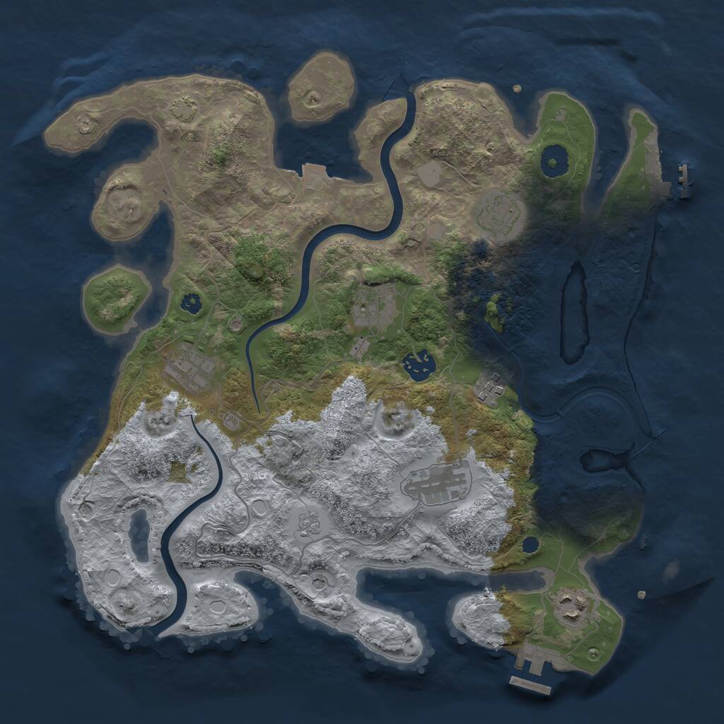 Rust Map: Procedural Map, Size: 3500, Seed: 1991979965, 13 Monuments