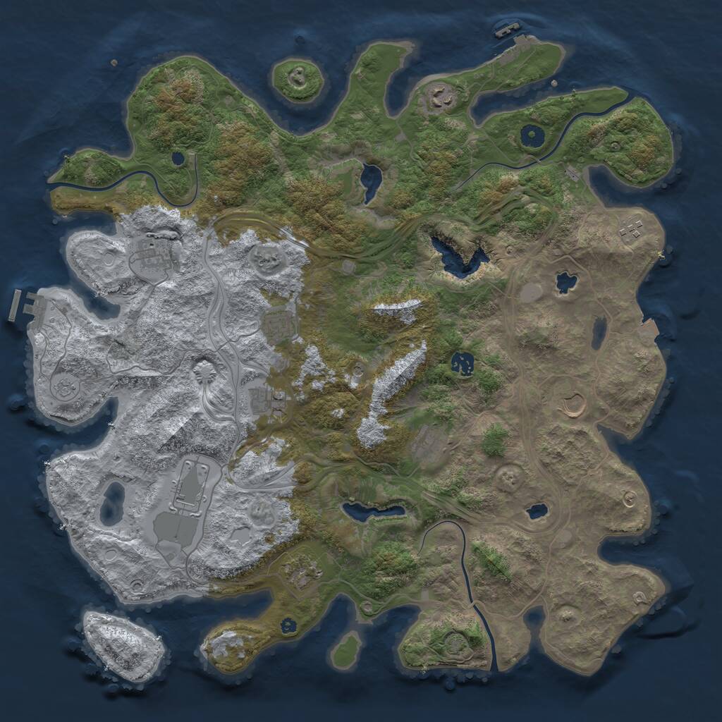 Rust Map: Procedural Map, Size: 4500, Seed: 478014314, 16 Monuments
