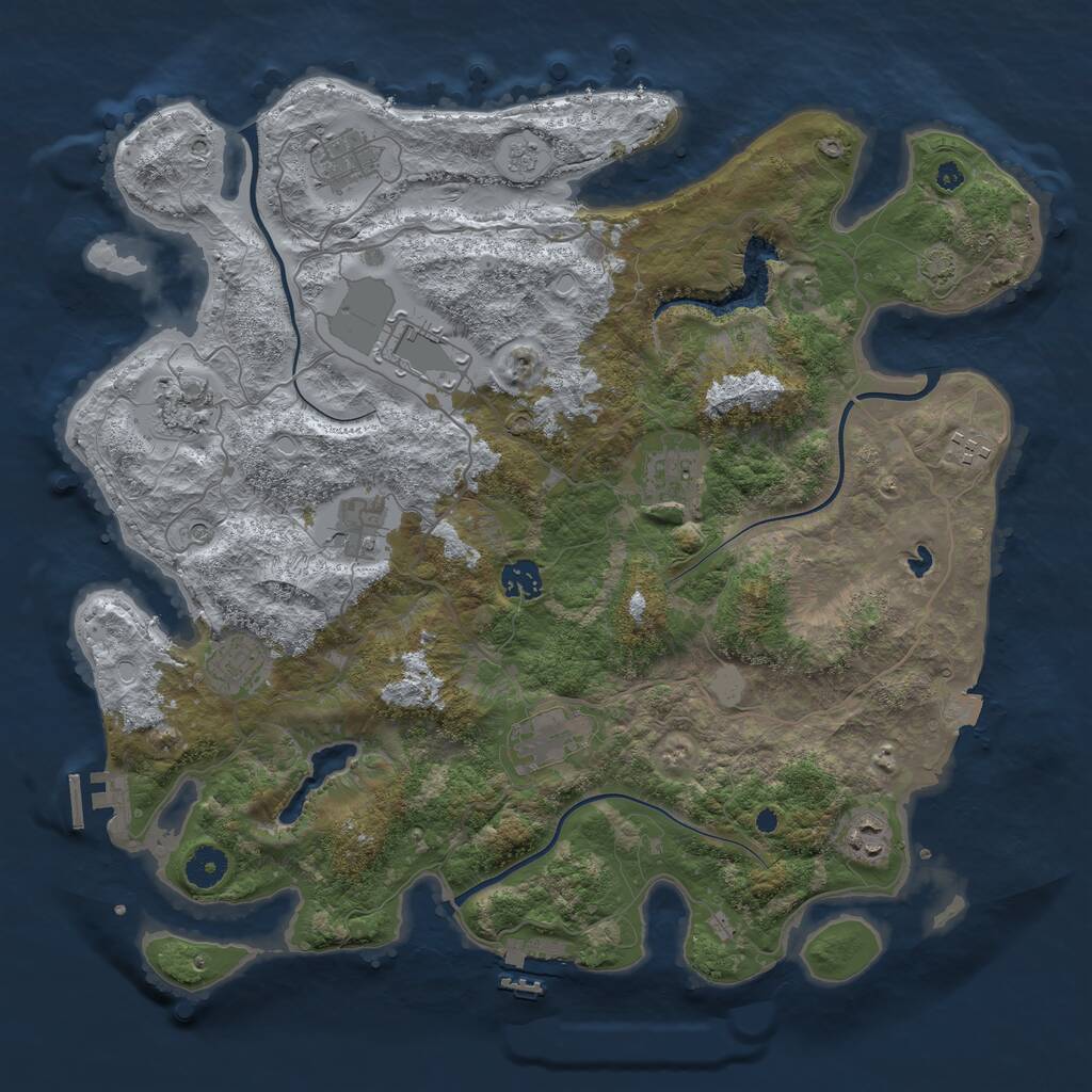 Rust Map: Procedural Map, Size: 4009, Seed: 210000, 16 Monuments