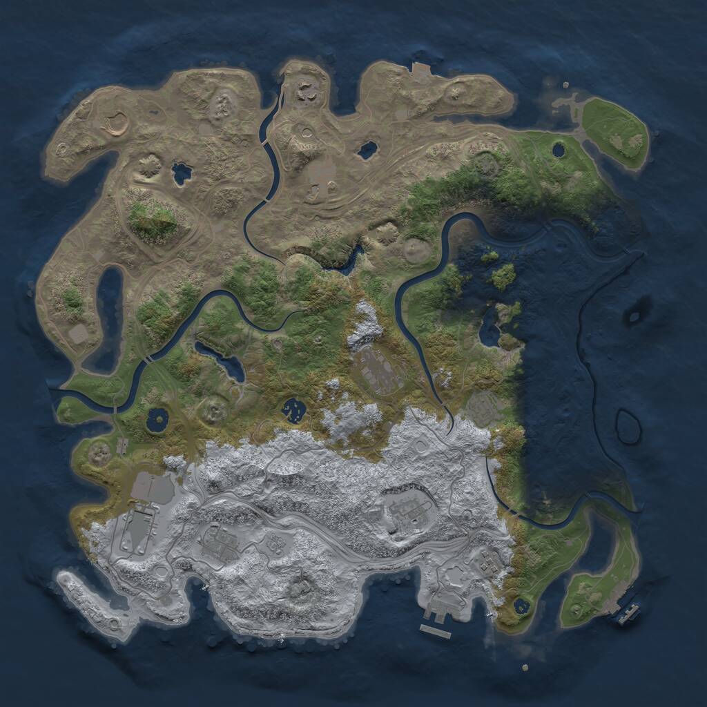 Rust Map: Procedural Map, Size: 4500, Seed: 45643, 16 Monuments