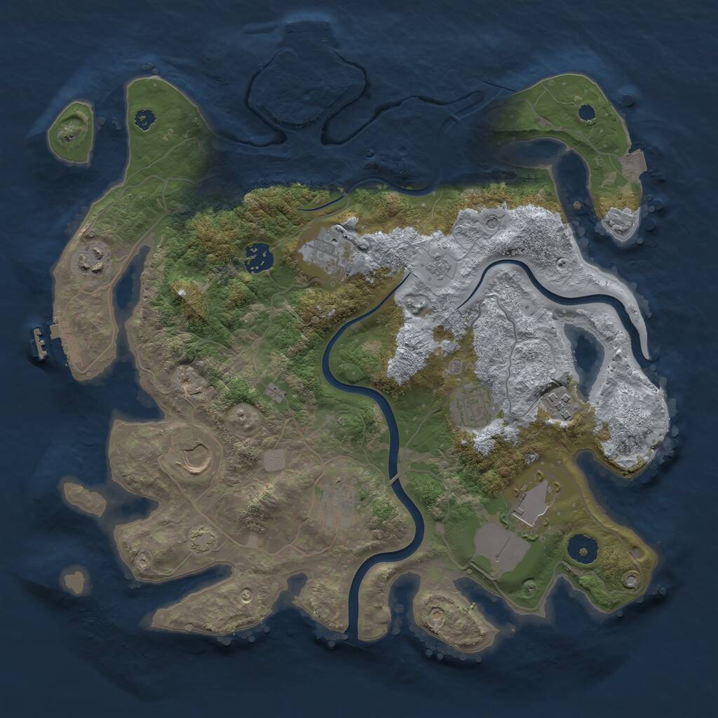 Rust Map: Procedural Map, Size: 3600, Seed: 651814047, 14 Monuments