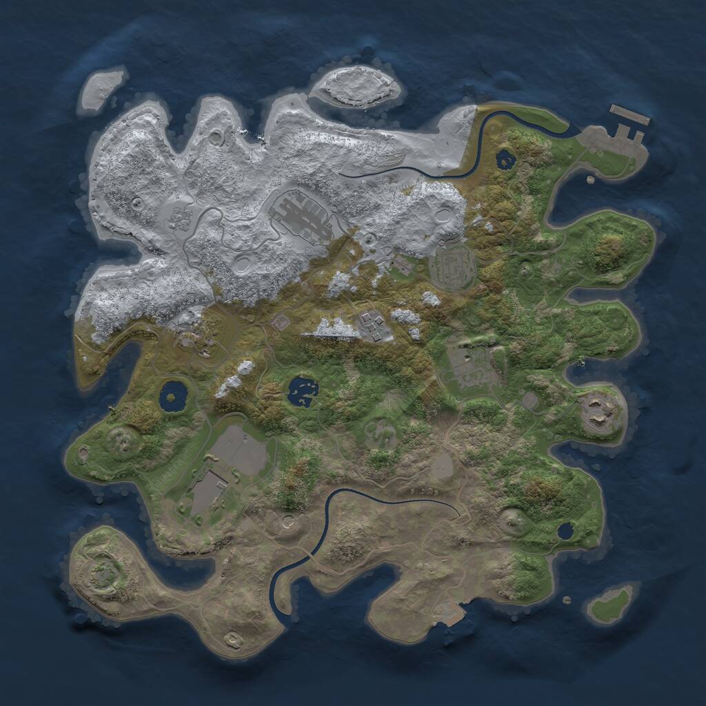 Rust Map: Procedural Map, Size: 3500, Seed: 1651590945, 13 Monuments