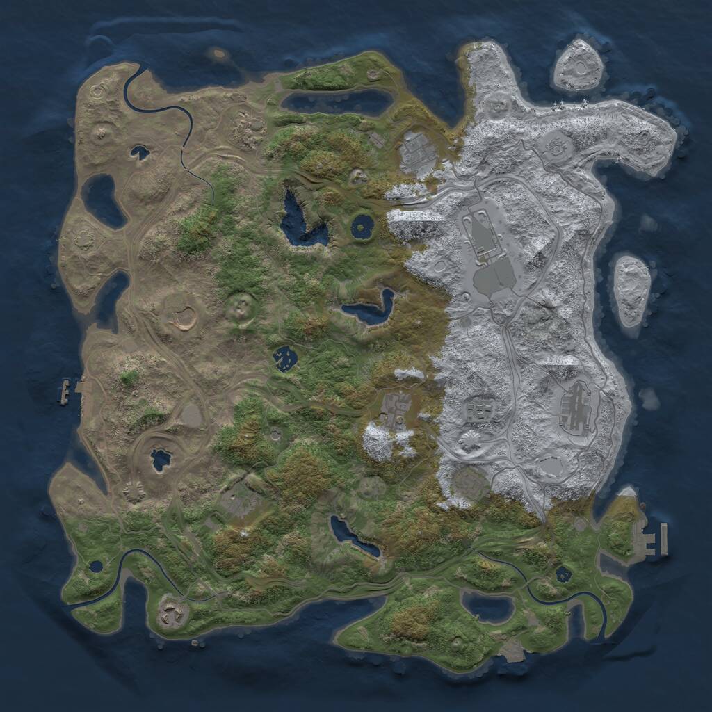 Rust Map: Procedural Map, Size: 4500, Seed: 296907529, 17 Monuments