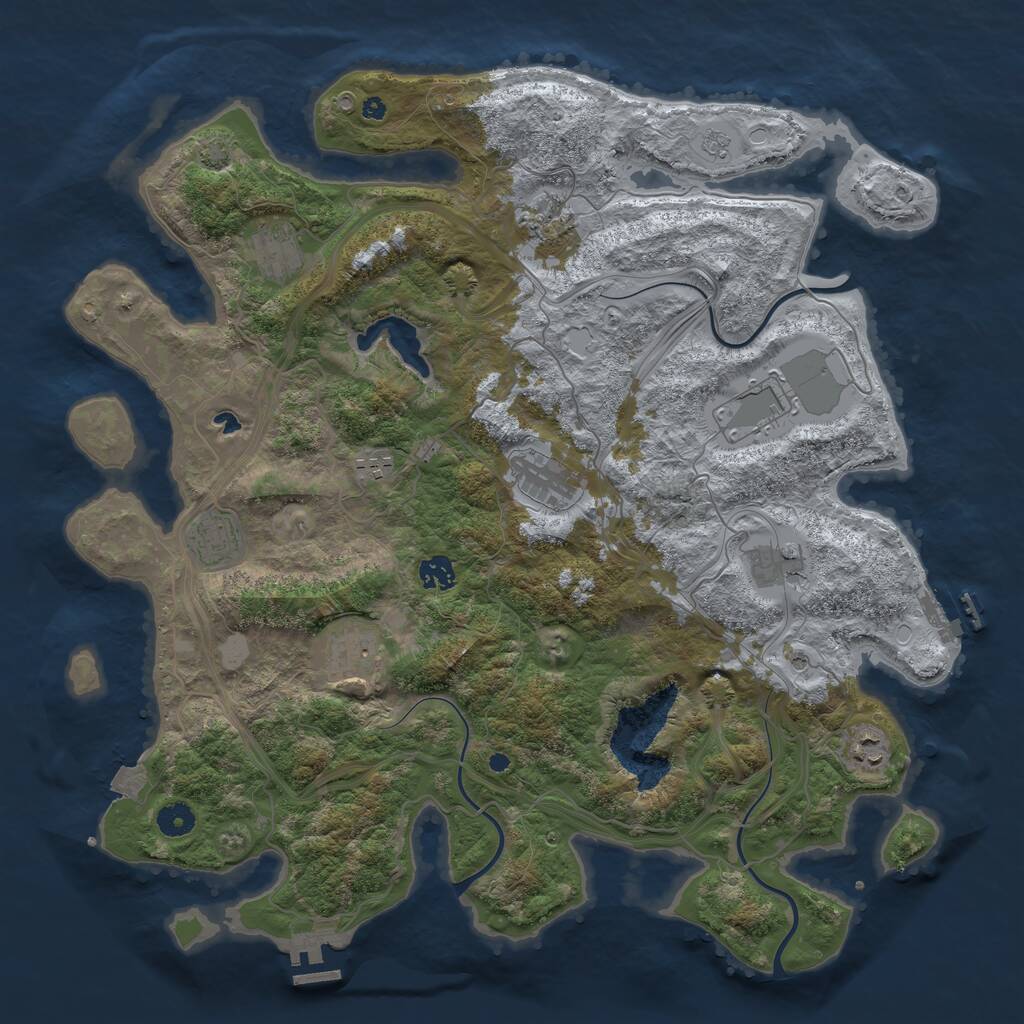 Rust Map: Procedural Map, Size: 4300, Seed: 851349225, 16 Monuments