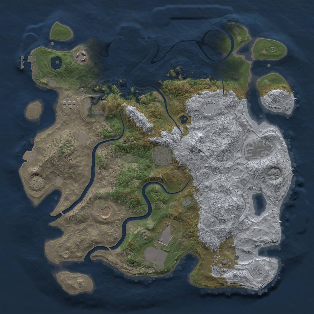 Rust Map: Procedural Map, Size: 3750, Seed: 1999763863, 14 Monuments