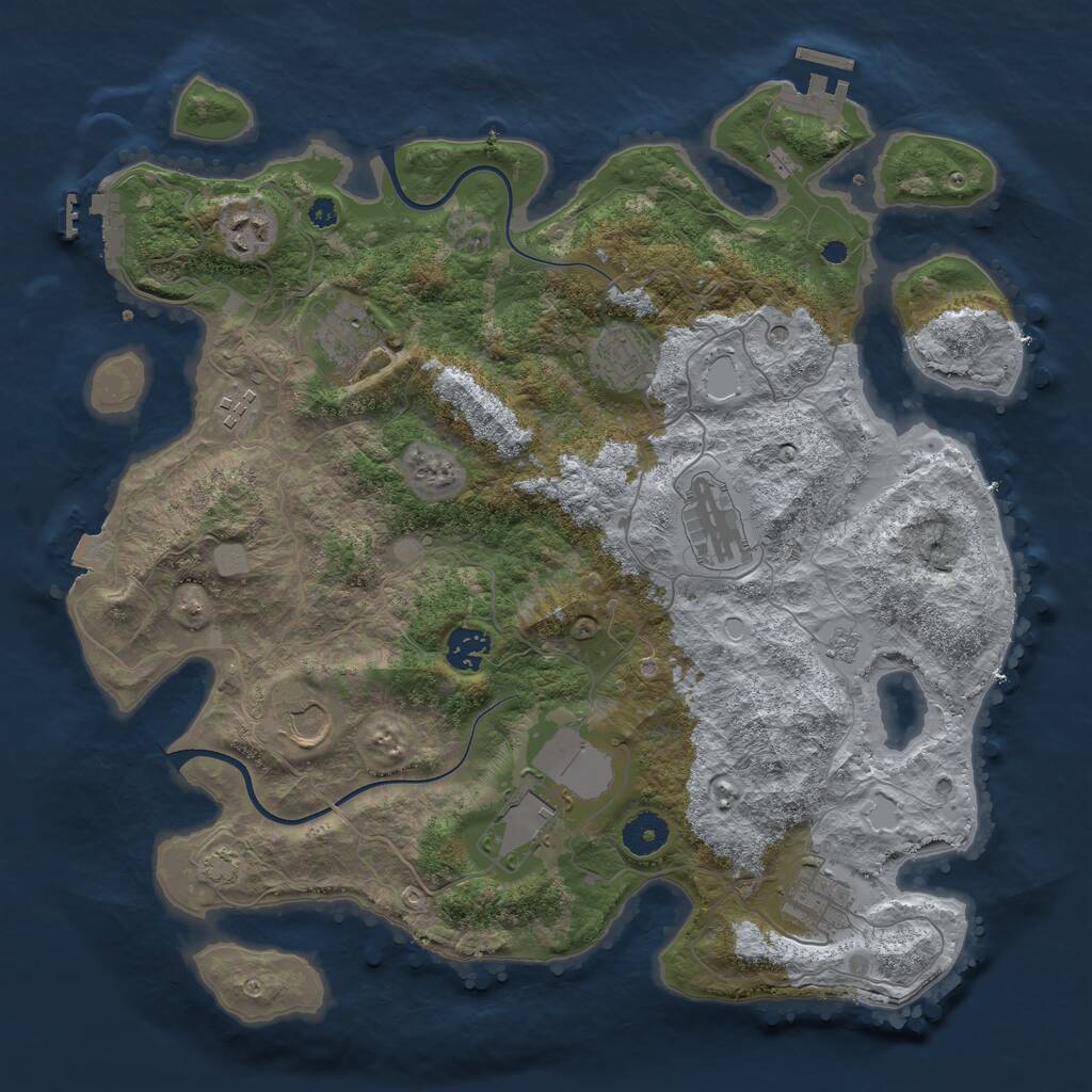 Rust Map: Procedural Map, Size: 3750, Seed: 1999763863, 15 Monuments