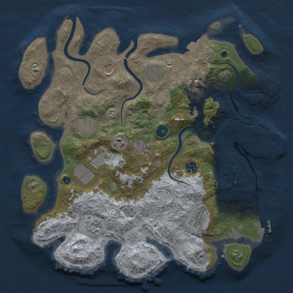 Rust Map: Procedural Map, Size: 3800, Seed: 650102656, 17 Monuments