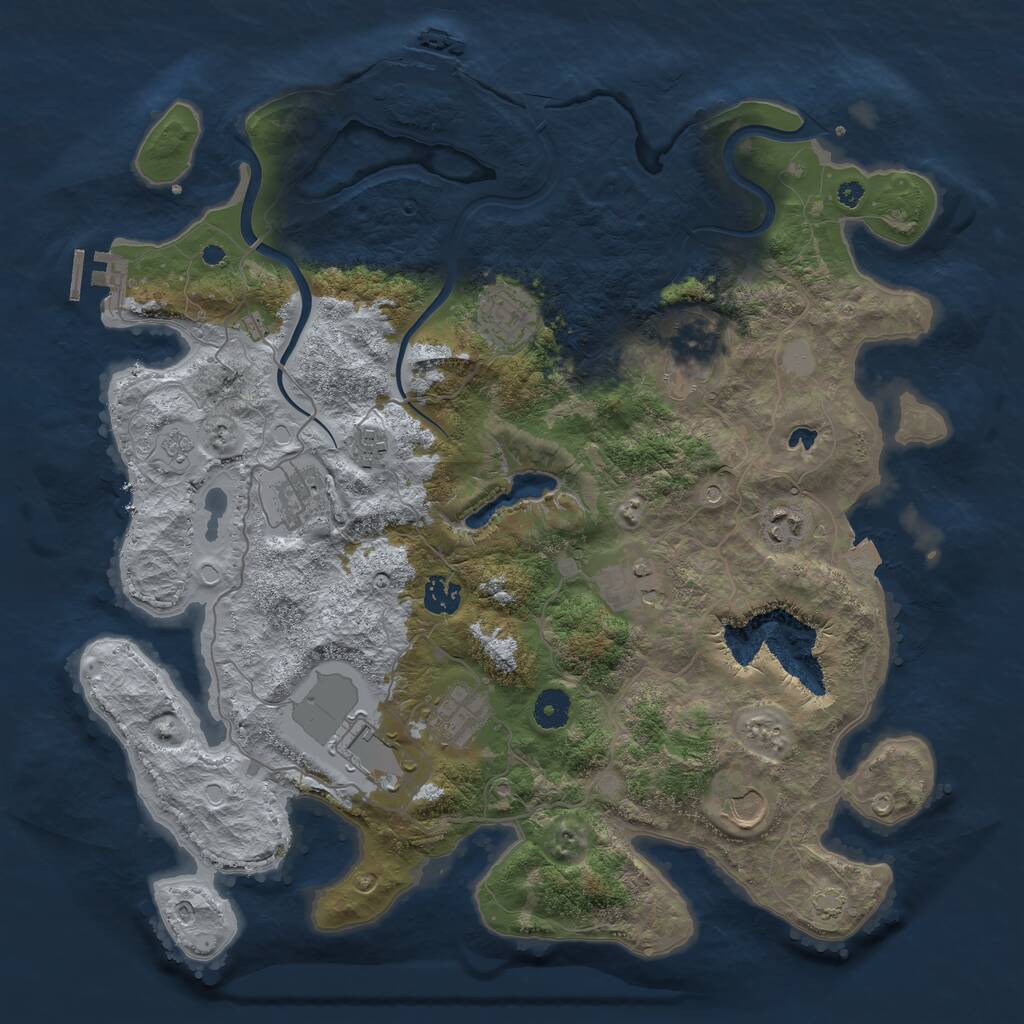 Rust Map: Procedural Map, Size: 4000, Seed: 1928800231, 16 Monuments