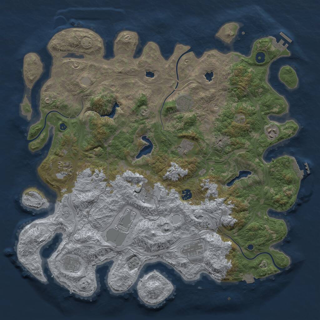 Rust Map: Procedural Map, Size: 4500, Seed: 2076692859, 16 Monuments