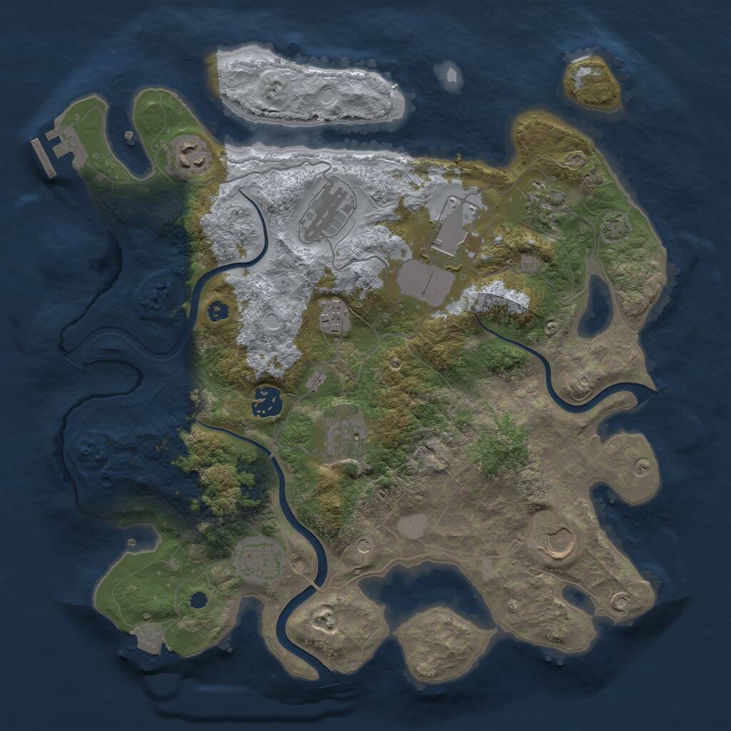 Rust Map: Procedural Map, Size: 3500, Seed: 1368773364, 13 Monuments