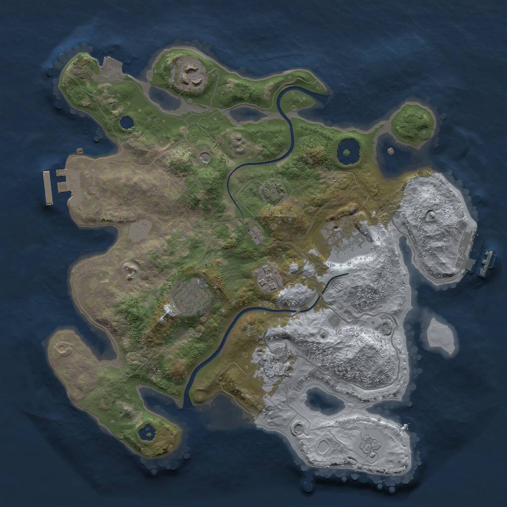 Rust Map: Procedural Map, Size: 3000, Seed: 554234259, 11 Monuments