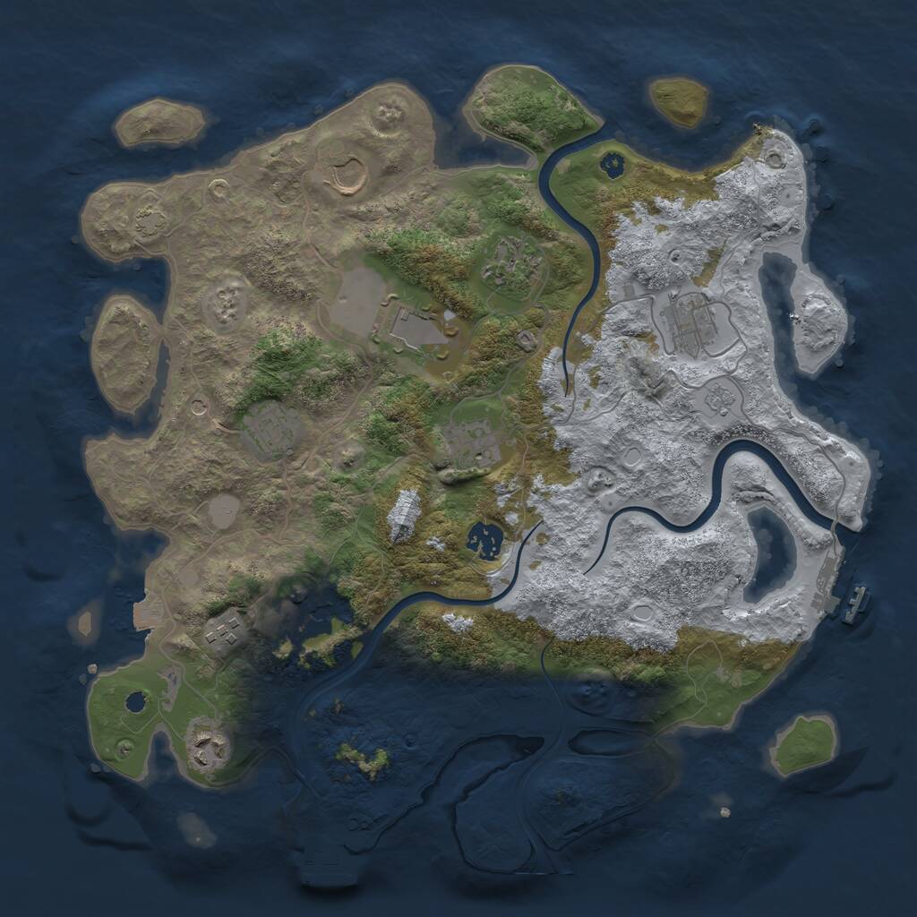 Rust Map: Procedural Map, Size: 3750, Seed: 27178, 16 Monuments