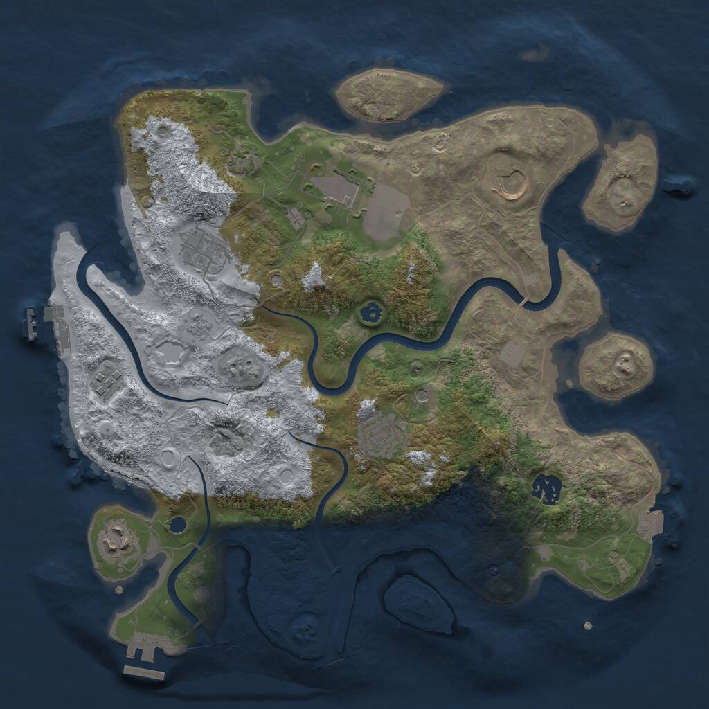 Rust Map: Procedural Map, Size: 3500, Seed: 1210391980, 13 Monuments