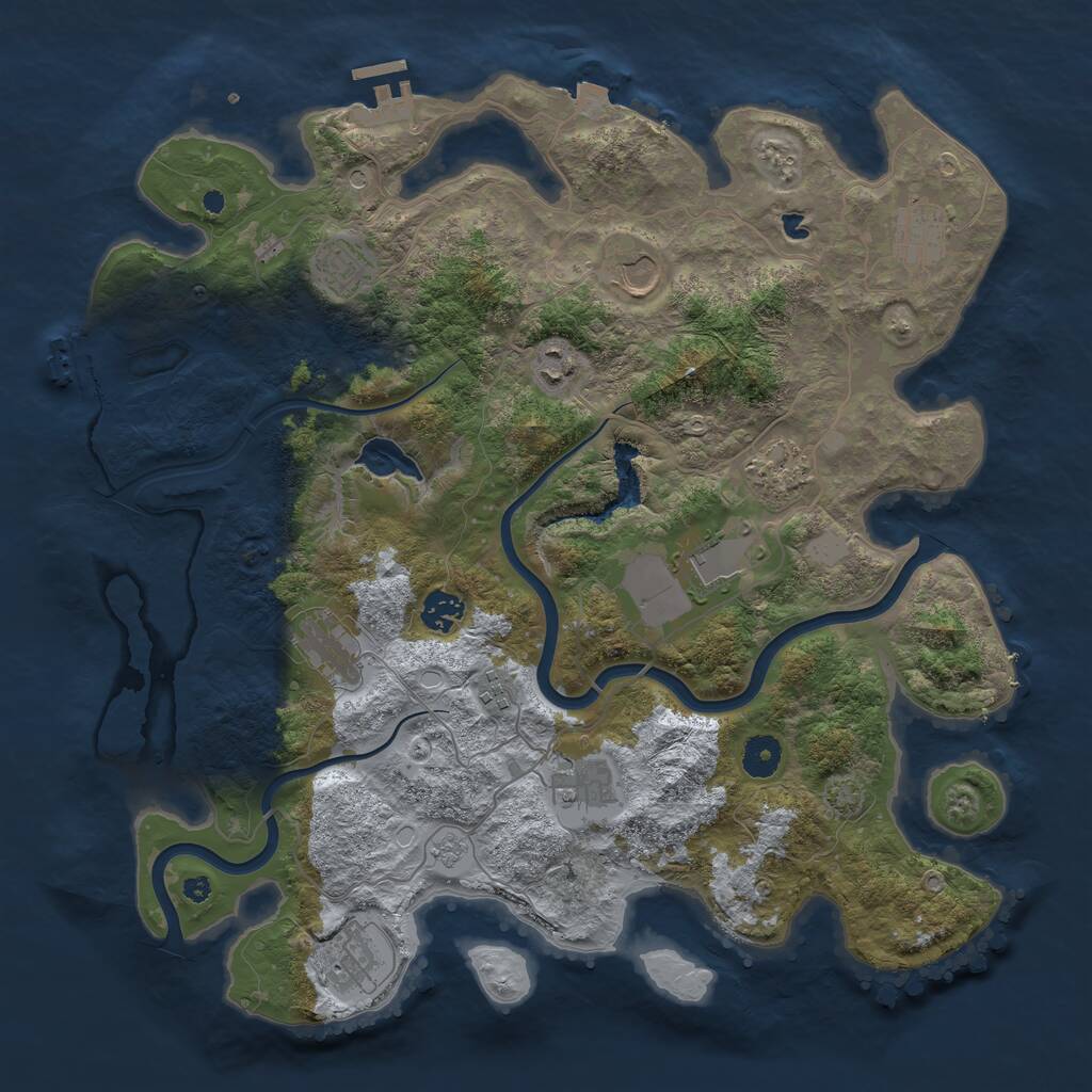 Rust Map: Procedural Map, Size: 4000, Seed: 137558011, 17 Monuments