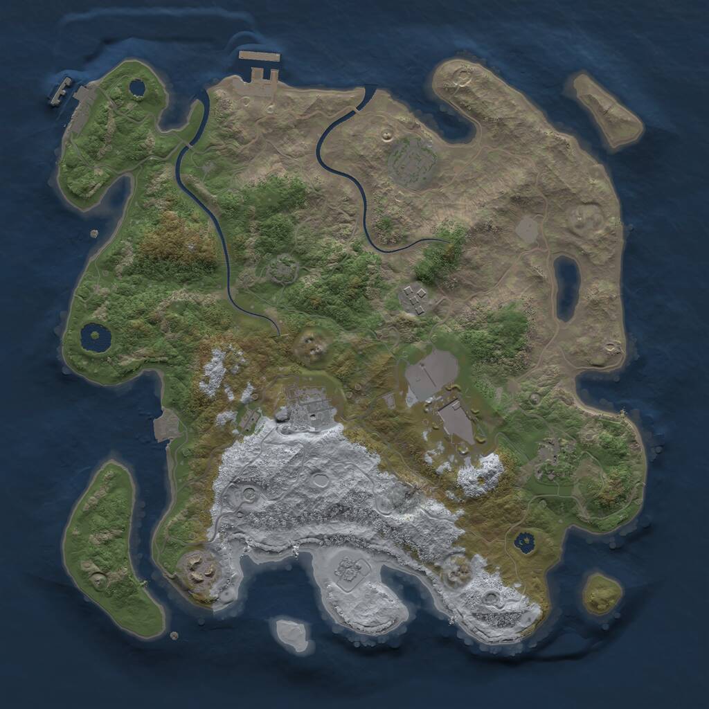 Rust Map: Procedural Map, Size: 3500, Seed: 896381729, 12 Monuments