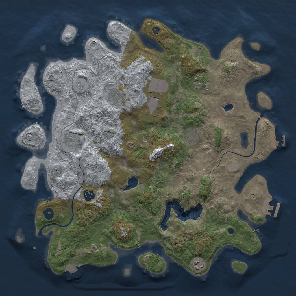 Rust Map: Procedural Map, Size: 4000, Seed: 45789, 14 Monuments