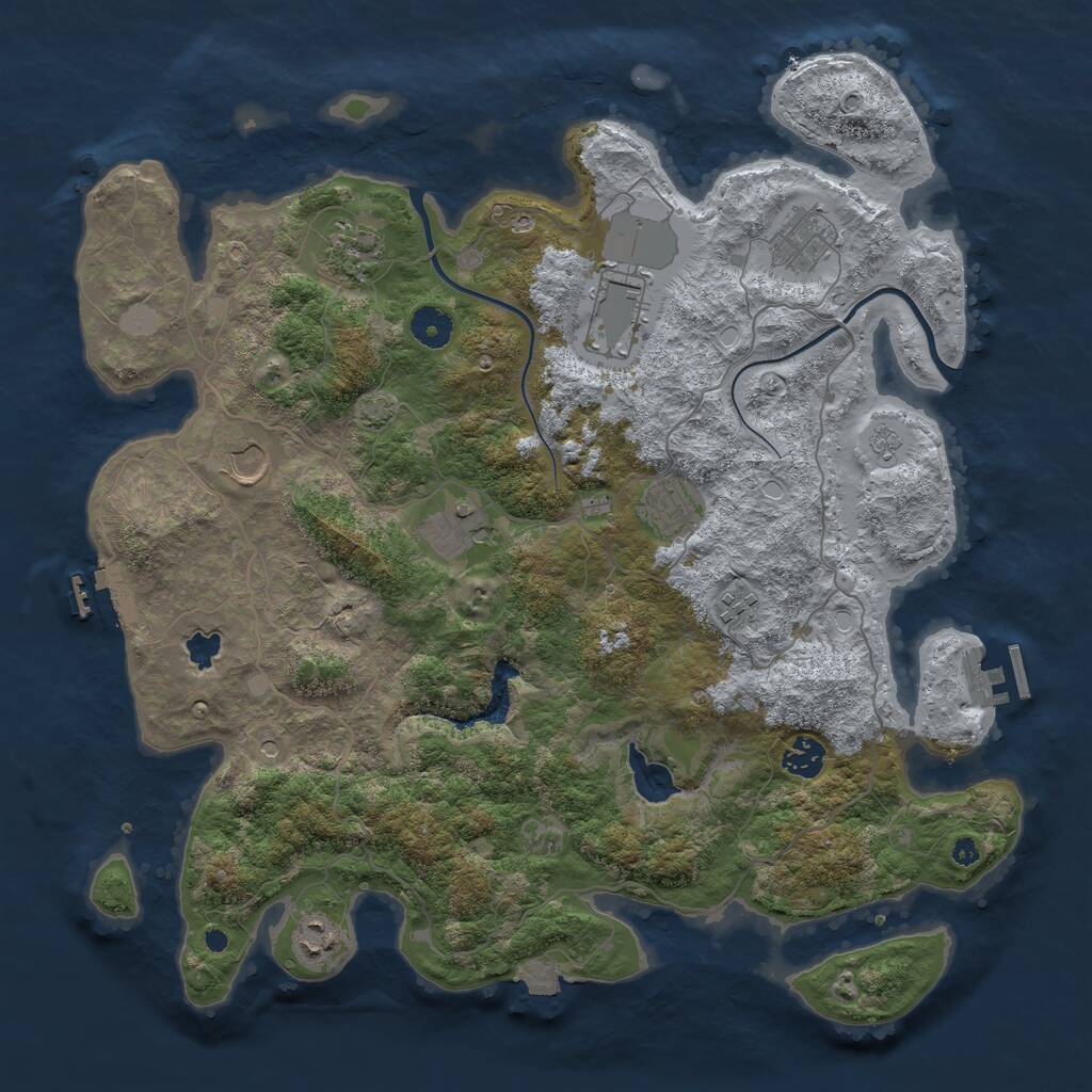 Rust Map: Procedural Map, Size: 4000, Seed: 1358698613, 15 Monuments